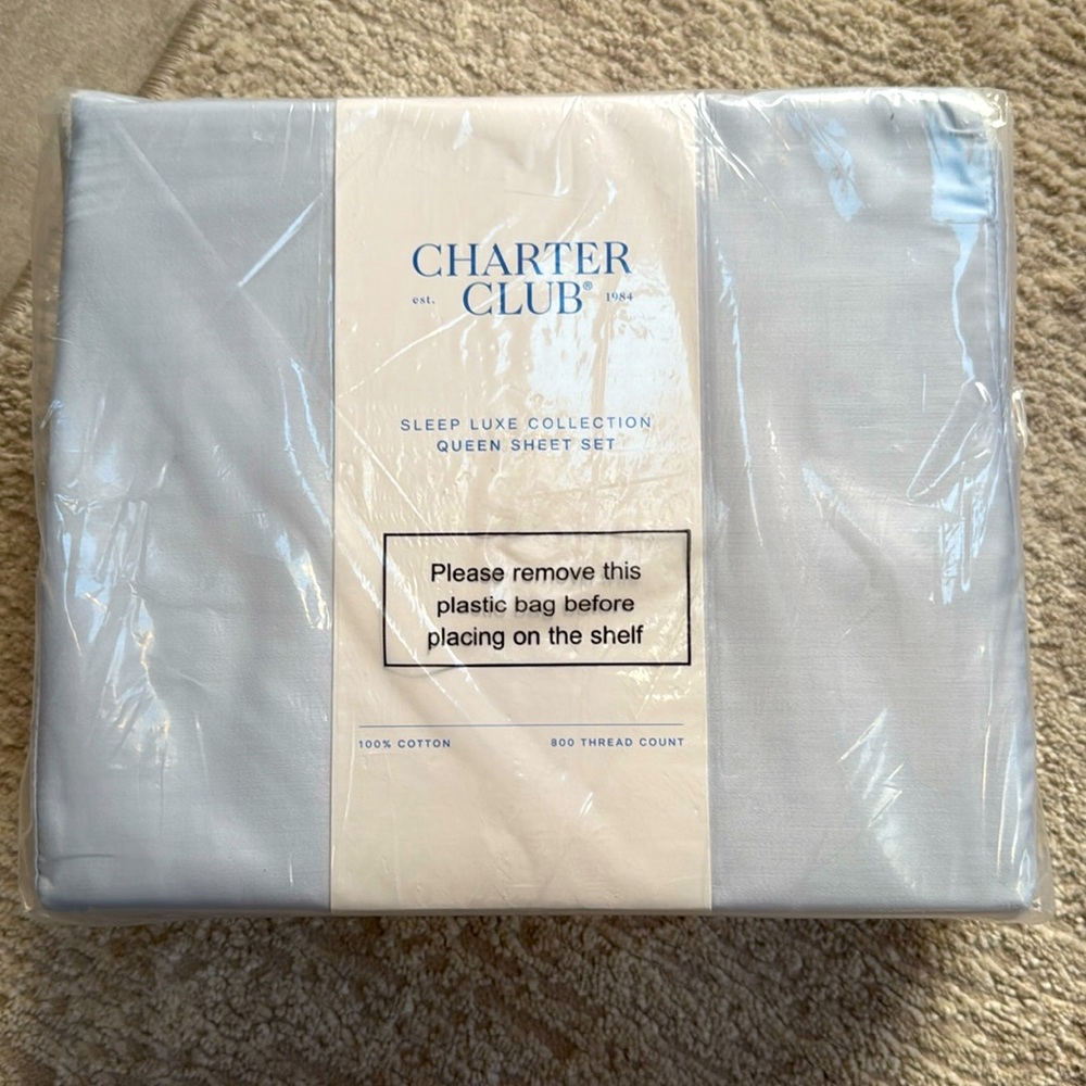 NEW Charter Club Sleep Luxe Collection 800 Thread Count 100% Cotton Queen Set